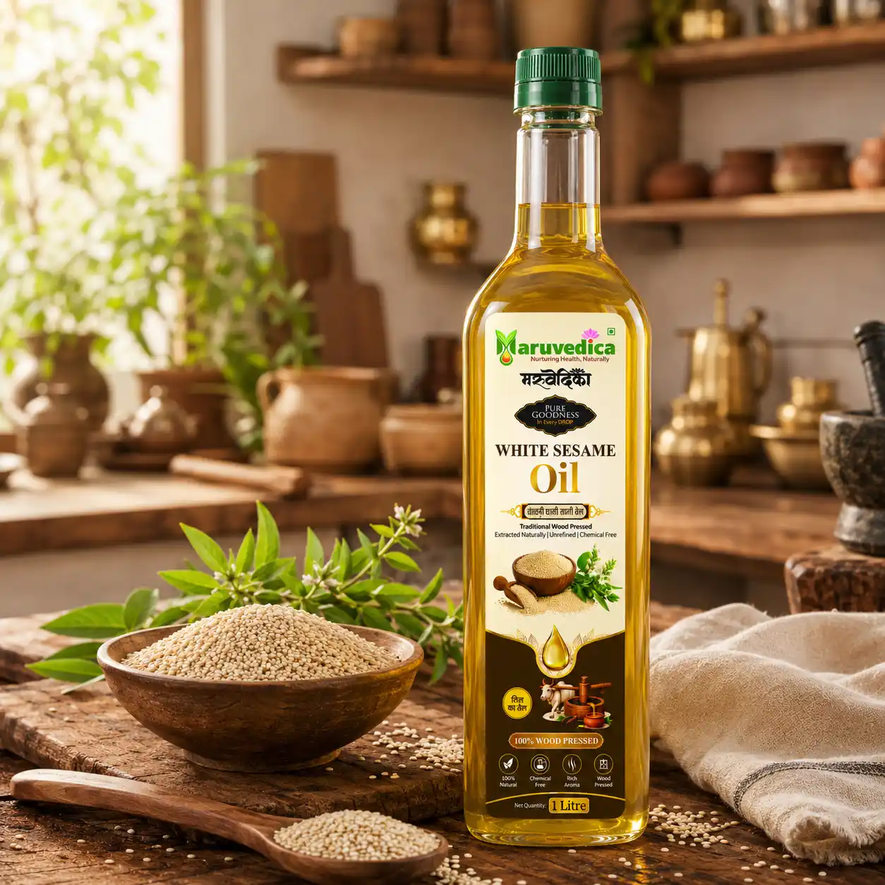 Wood Pressed White Sesame Oil